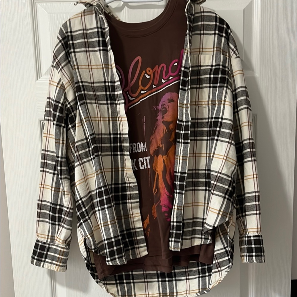 GAP Plaid Flannel Shirt with Graphic Tee
